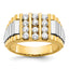 14k Two-tone Mens Polished and Textured 3-Row 1 Carat AA Quality Diamond Ring - Sophia Jewelers