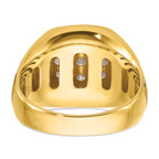 14k Two-tone Mens Polished Satin and Grooved Cluster Ring Mounting, Mounting Only - Sophia Jewelers