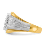 14k Two-tone Men's Polished Satin and Grooved 3-Row Ring Mounting, Mounting Only - Sophia Jewelers