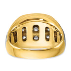 14k Two-tone Men's Polished Satin and Grooved 3-Row 1 Carat AA Quality Diamond Ring - Sophia Jewelers