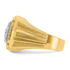 14k Two-tone Men's Polished Satin and Grooved 1 Carat AA Quality Diamond Cluster Ring - Sophia Jewelers