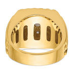 14k Two-tone Men's Polished Satin and Grooved 1 Carat AA Quality Diamond Cluster Ring - Sophia Jewelers