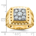 14k Two-tone Men's Polished Satin and Grooved 1 Carat AA Quality Diamond Cluster Ring - Sophia Jewelers