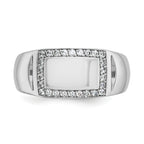 14k White Gold Polished Rectangle Mens Signet Ring Mounting, Mounting Only - Sophia Jewelers