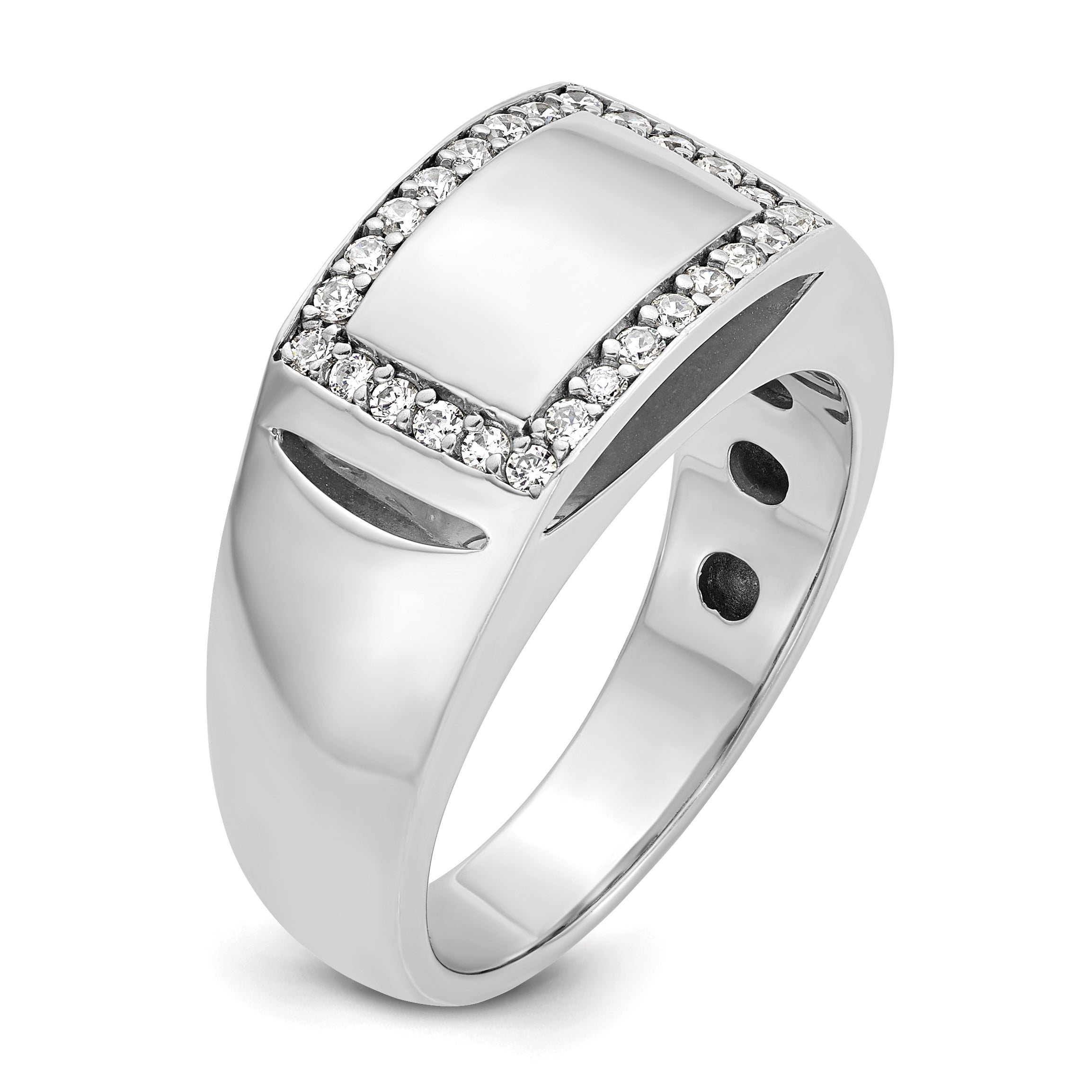 14k White Gold Polished Rectangle Mens Signet Ring Mounting, Mounting Only - Sophia Jewelers