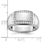 14k White Gold Polished 3/8 Carat AA Diamond Rectangle Mens Signet Ring - Sophia Jewelers