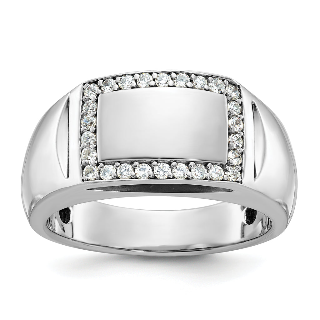14k White Gold Polished Rectangle Mens Signet Ring Mounting, Mounting Only - Sophia Jewelers