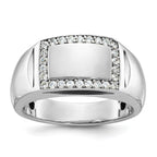 14k White Gold Polished Rectangle Mens Signet Ring Mounting, Mounting Only - Sophia Jewelers