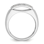 10k White Gold Men's Polished and Cut-Out 1/2 Carat A Quality Diamond Rectangle Ring