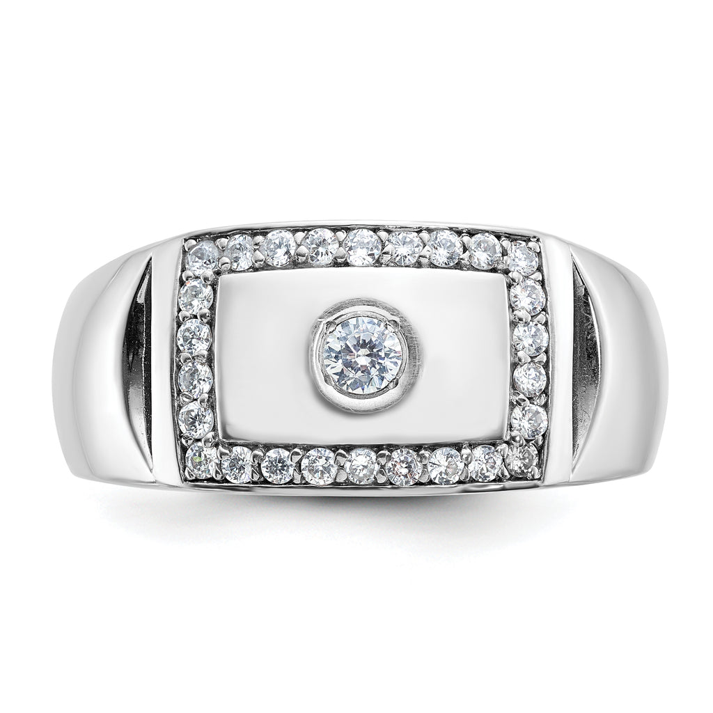 14k White Gold Men's Polished and Cut-Out Ring Mounting, Mounting Only - Sophia Jewelers