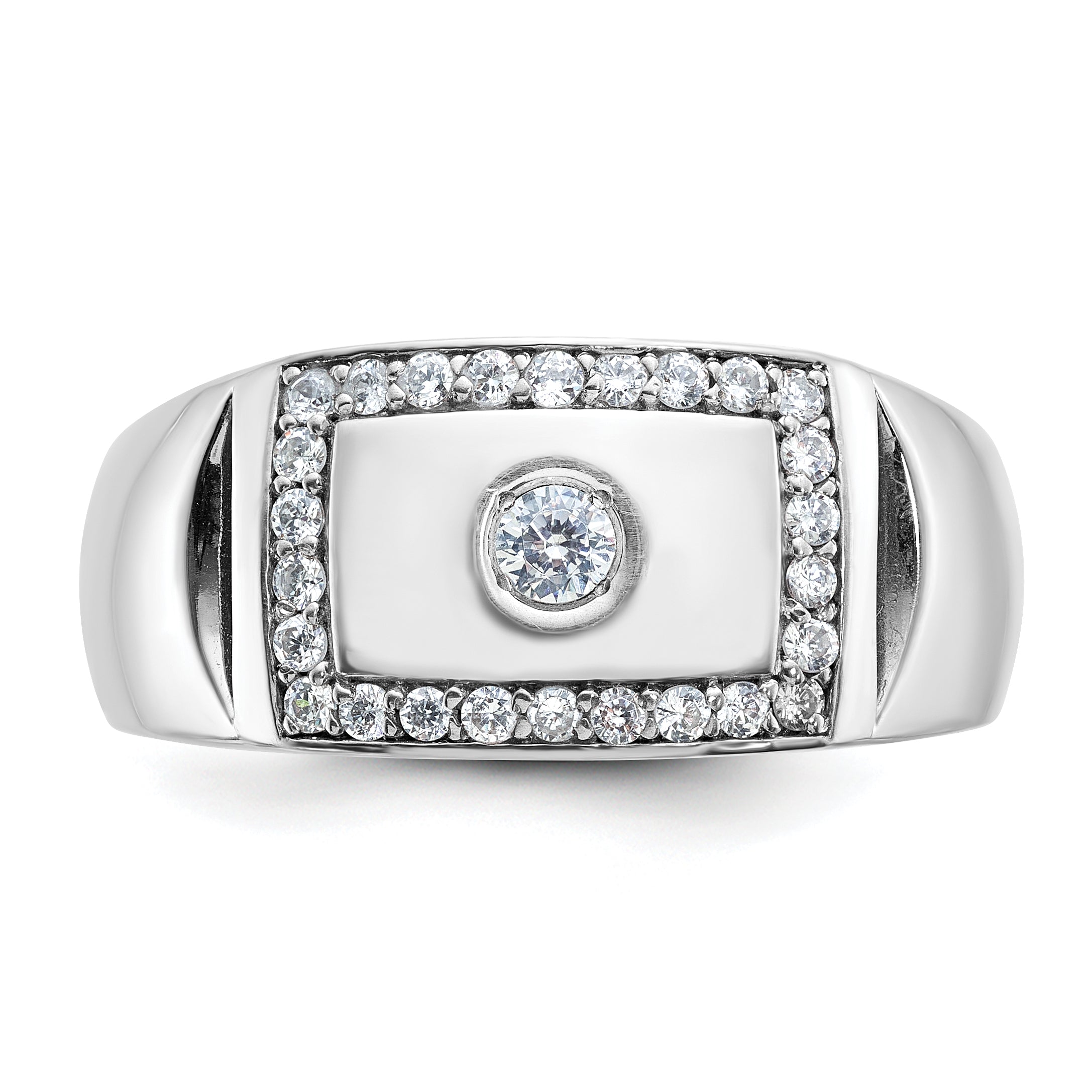 14k White Gold Men's Polished and Cut-Out Ring Mounting, Mounting Only - Sophia Jewelers