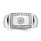 14k White Gold Men's Polished and Cut-Out 1/2 Carat AA Quality Diamond Rectangle Ring - Sophia Jewelers