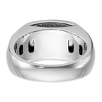 14k White Gold Men's Polished and Cut-Out 1/2 Carat AA Quality Diamond Rectangle Ring - Sophia Jewelers