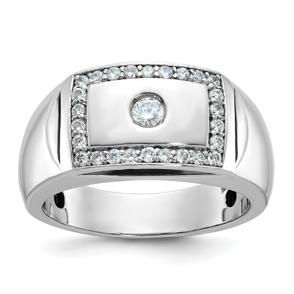 14k White Gold Men's Polished and Cut-Out Ring Mounting, Mounting Only - Sophia Jewelers