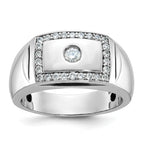 14k White Gold Men's Polished and Cut-Out Ring Mounting, Mounting Only - Sophia Jewelers