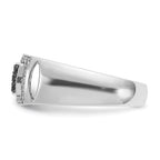 14k White Gold Men's Polished and Cut-Out 3/4 Carat AA Quality Black and White Diamond Rectangle Rin - Sophia Jewelers