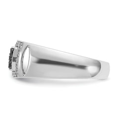 14k White Gold Men's Polished and Cut-Out 3/4 Carat Black Mined Diamonds and White Lab Grown Diamonds Rectangle Ring - Sophia Jewelers