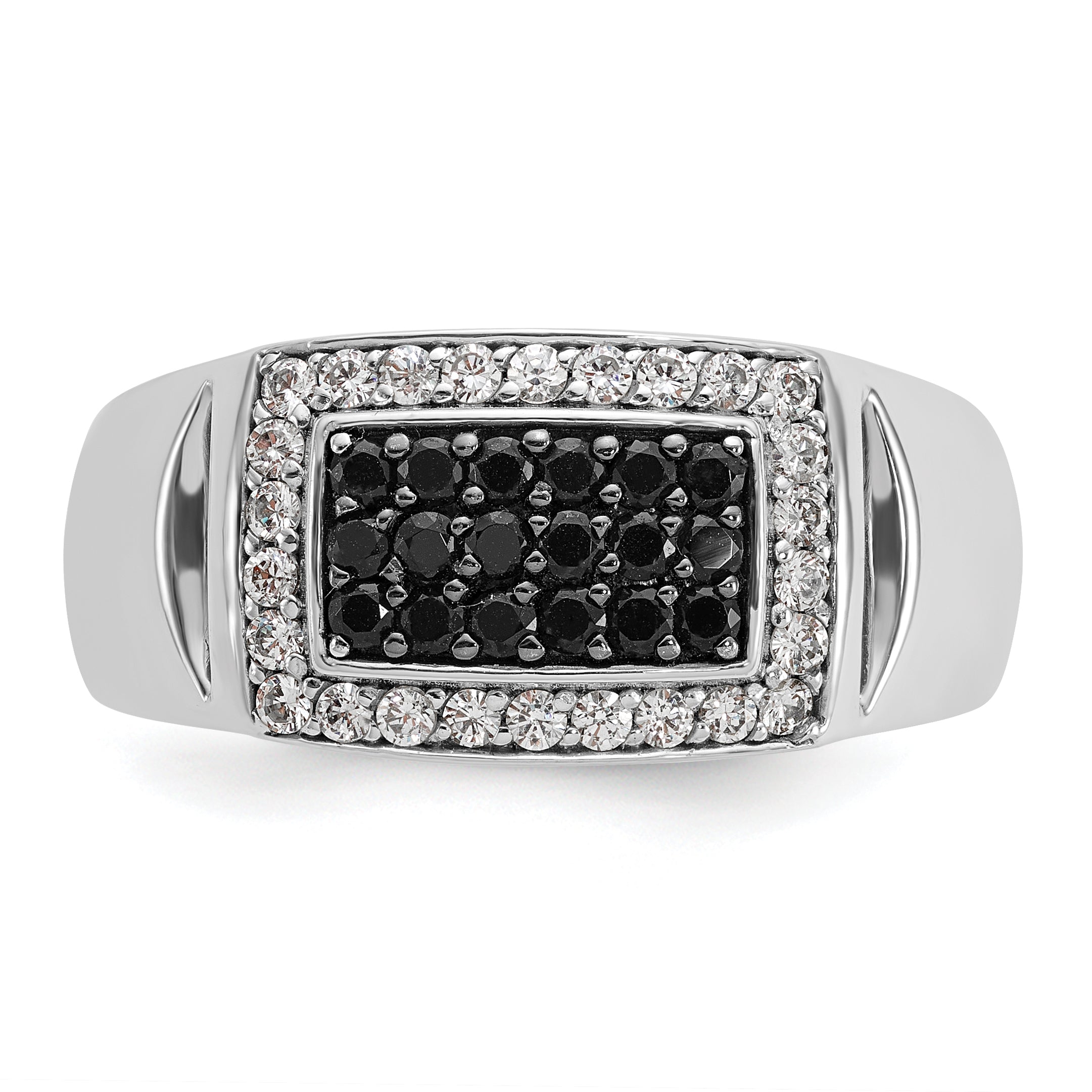 14k White Gold Men's Polished and Cut-Out Rectangle Ring Mounting, Mounting Only Secondary image