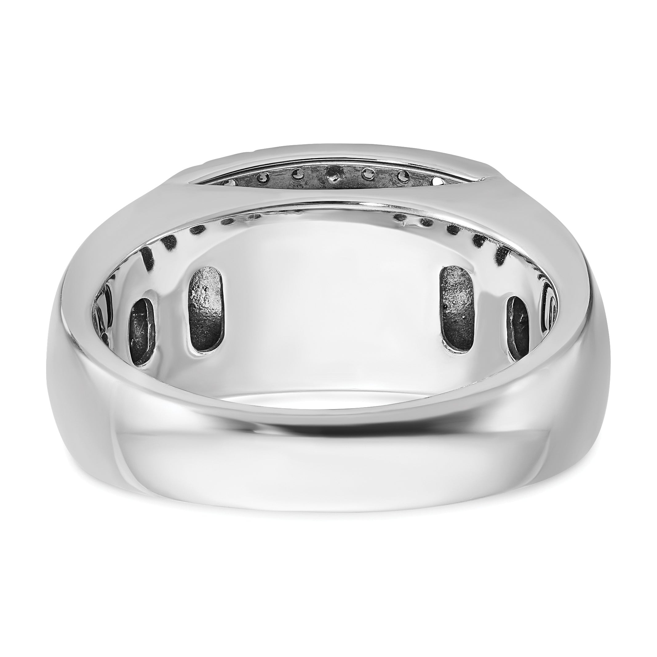 14k White Gold Men's Polished and Cut-Out Rectangle Ring Mounting, Mounting Only - Sophia Jewelers