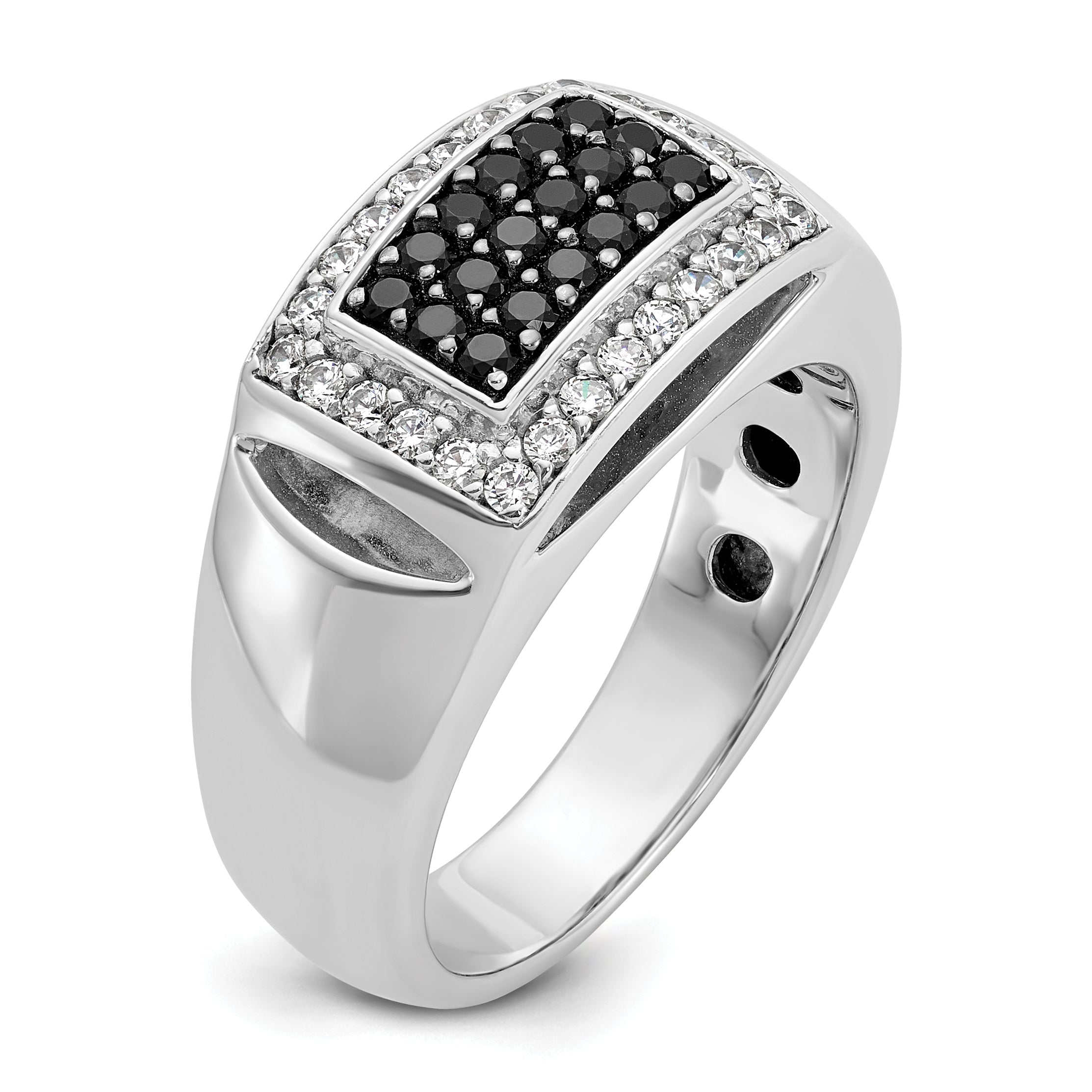 14k White Gold Men's Polished and Cut-Out Rectangle Ring Mounting, Mounting Only - Sophia Jewelers