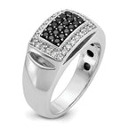 14k White Gold Men's Polished and Cut-Out 3/4 Carat AA Quality Black and White Diamond Rectangle Rin - Sophia Jewelers