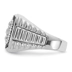 14k White Gold Men's Polished and Textured 1 Carat Black and White Diamond Cluster Ring - Sophia Jewelers