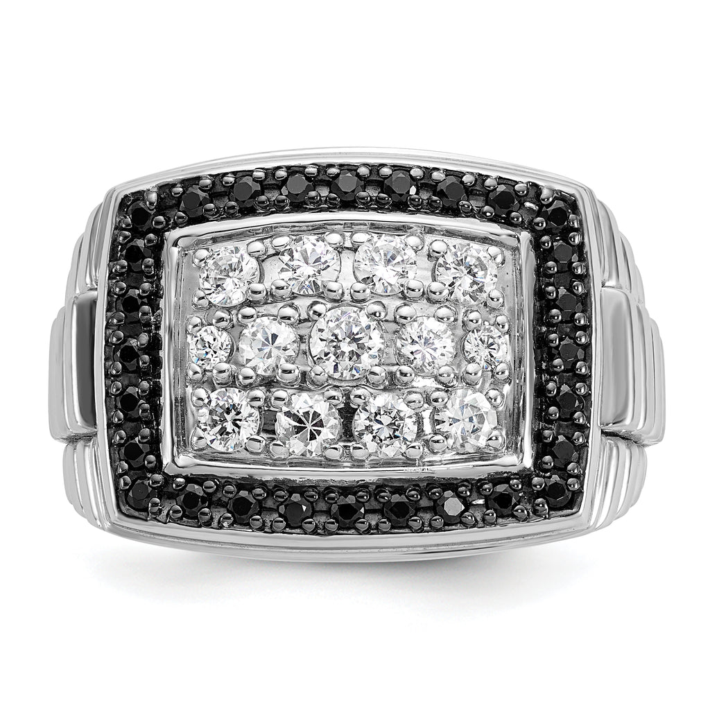 14k White Gold Men's Polished and Textured Cluster Ring Mounting, Mounting Only - Sophia Jewelers