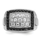 14k White Gold Men's Polished and Textured Cluster Ring Mounting, Mounting Only - Sophia Jewelers