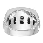 14k White Gold Men's Polished and Textured 1 Carat Black and White Diamond Cluster Ring - Sophia Jewelers