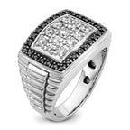 14k White Gold Men's Polished and Textured Cluster Ring Mounting, Mounting Only - Sophia Jewelers