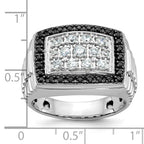 14k White Gold Men's Polished and Textured 1 Carat Black and White Diamond Cluster Ring - Sophia Jewelers