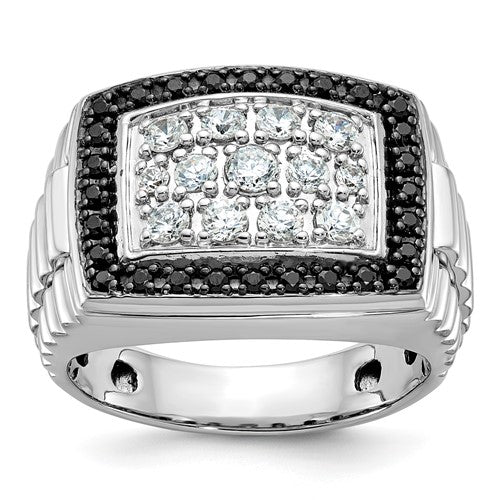 Men's Lab-Grown & Black Diamond Cluster Ring in 14K White Gold (1 ct. tw.), Size 10 - Sophia Jewelers Main image