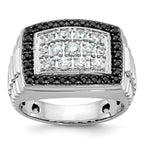 14k White Gold Men's Polished and Textured Cluster Ring Mounting, Mounting Only - Sophia Jewelers