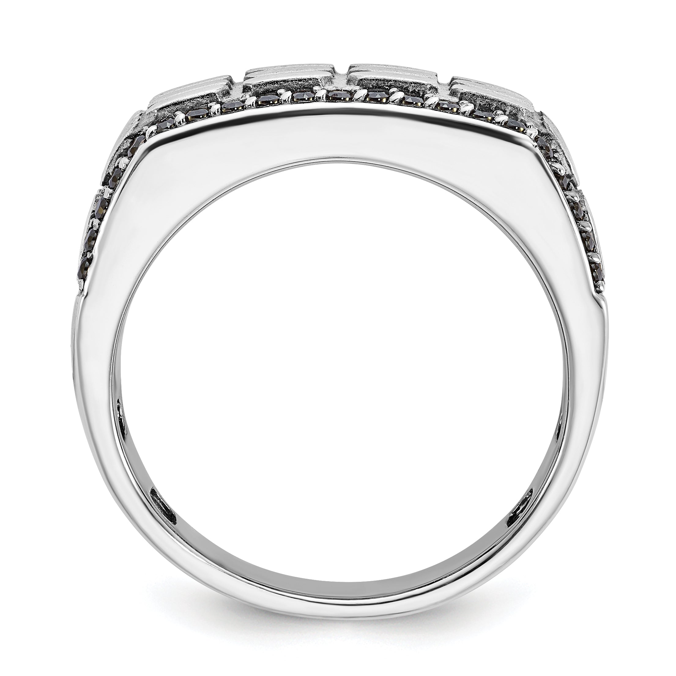 14k White Gold Men's Polished Satin and Cobblestone Textured Ring Mounting (No Stones Included) Secondary image