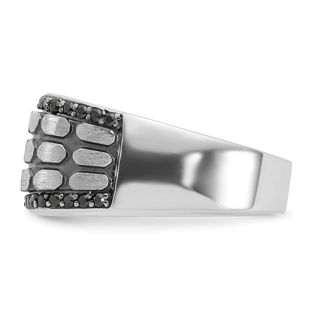14k White Gold Men's Polished Satin and Cobblestone Textured Ring Mounting (No Stones Included)