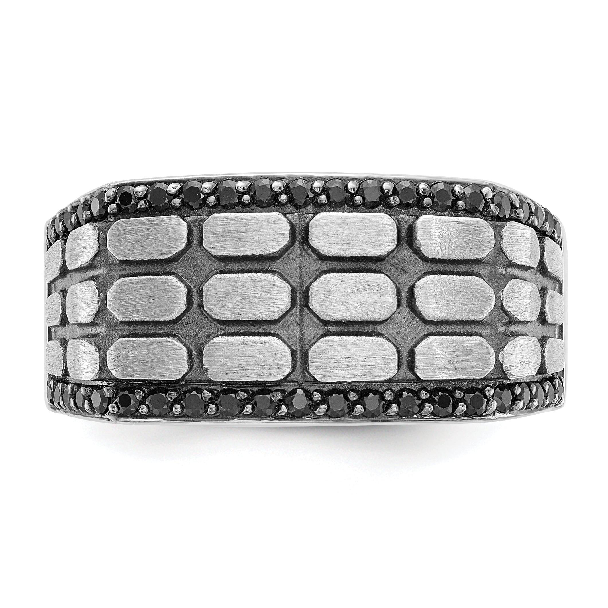 14k White Gold Men's Polished Satin and Cobblestone Textured Ring Mounting (No Stones Included)