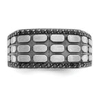 14k White Gold Men's Polished Satin and Cobblestone Textured Ring Mounting (No Stones Included)