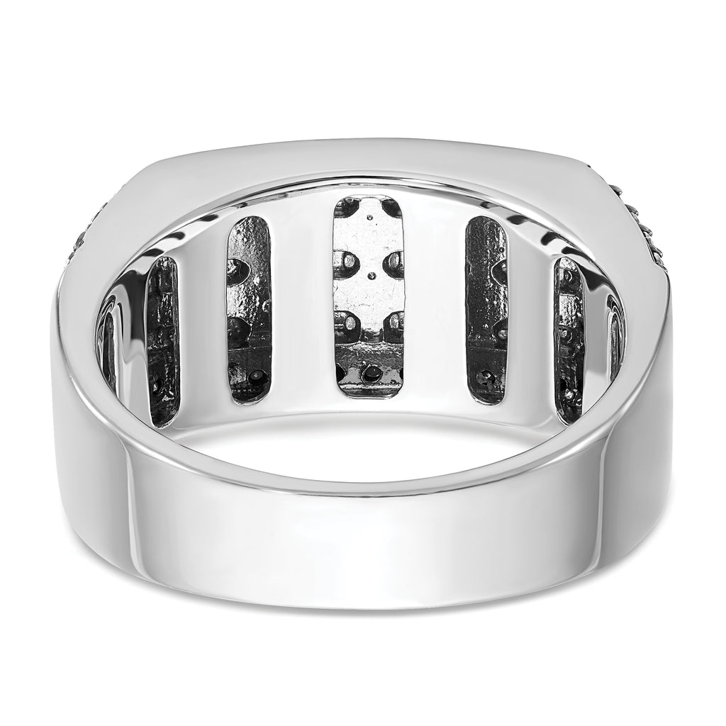14k White Gold Men's Polished Satin and Cobblestone Textured Ring Mounting (No Stones Included)