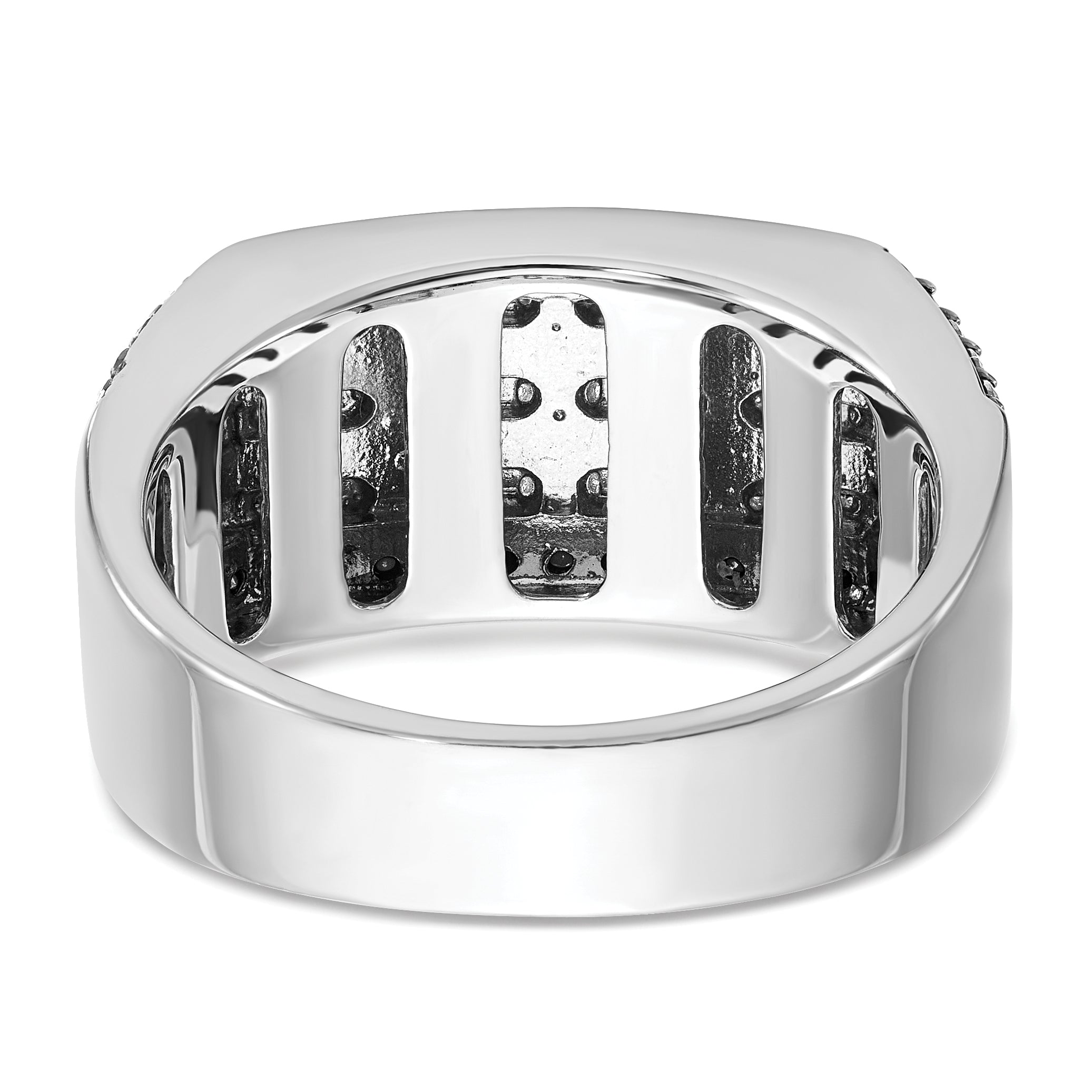 14k White Gold Men's Polished Satin and Cobblestone Textured Ring Mounting (No Stones Included)
