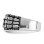 14k White Gold with Black Rhodium Men's Polished Satin and Cobblestone Textured Black and White 5/8 - Sophia Jewelers
