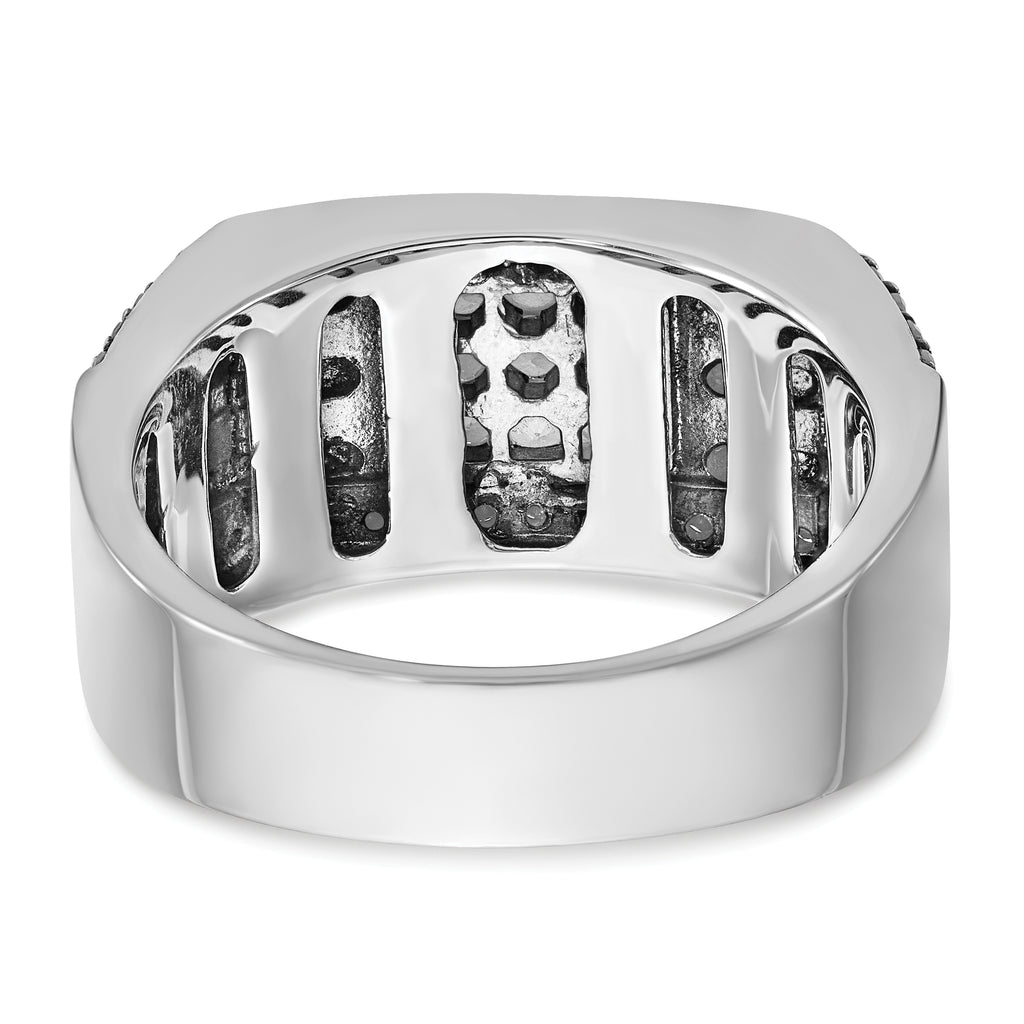 14k White Gold Men's Polished Satin and Cobblestone Textured Ring Mounting, Mounting Only - Sophia Jewelers