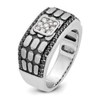 14k White Gold Men's Polished Satin and Cobblestone Textured Ring Mounting, Mounting Only - Sophia Jewelers