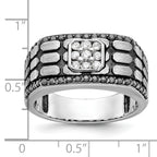 14k White Gold Men's Polished Satin and Cobblestone Textured Ring Mounting, Mounting Only - Sophia Jewelers