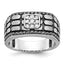 14k White Gold with Black Rhodium Men's Polished Satin and Cobblestone Textured Black and White 5/8 - Sophia Jewelers