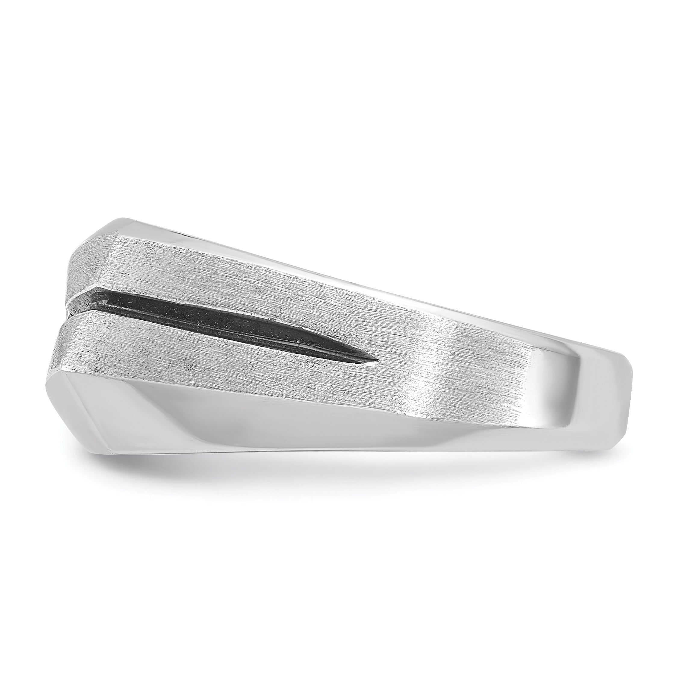 14k White Gold with Black Rhodium Mens Satin 1/5 carat Diamond Complete Ring - Sophia Jewelers