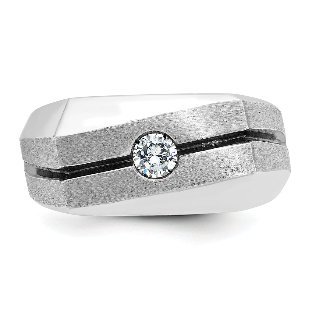 14k White Gold Mens Polished and Satin Diamond Ring Mounting, Mounting Only - Sophia Jewelers