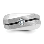 14k White Gold Mens Polished and Satin Diamond Ring Mounting, Mounting Only - Sophia Jewelers