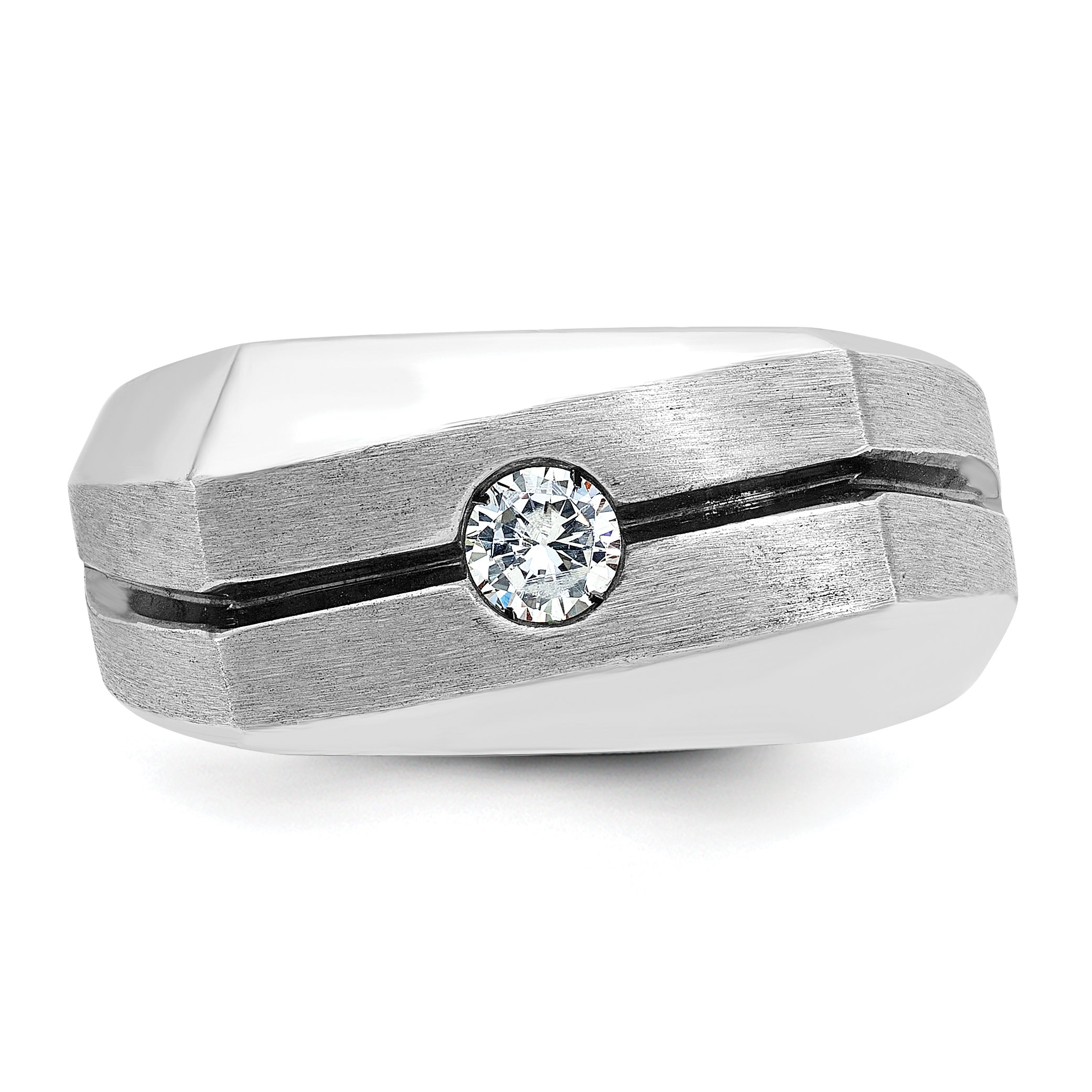 14k White Gold Mens Polished and Satin Diamond Ring Mounting, Mounting Only - Sophia Jewelers