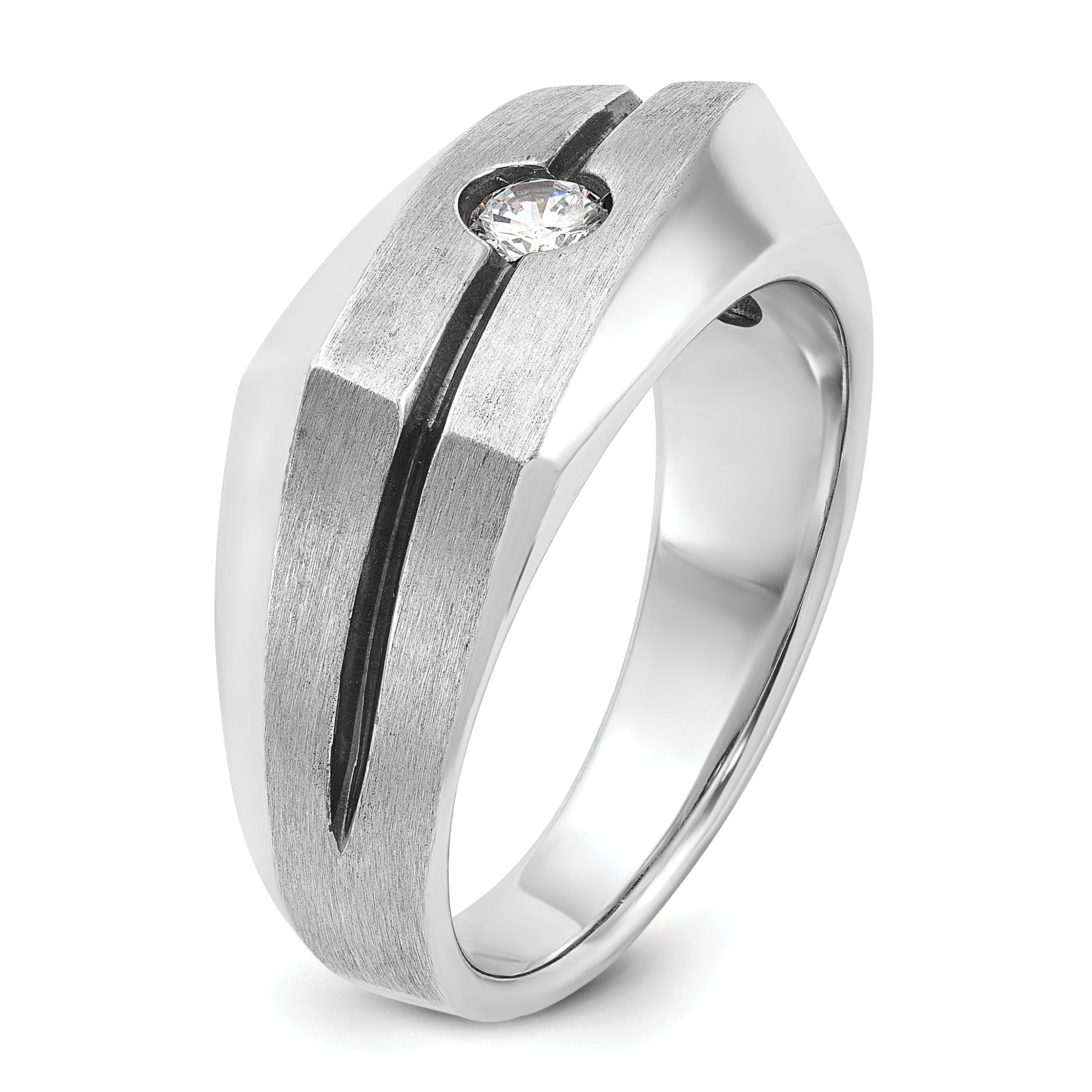 14k White Gold Mens Polished and Satin Diamond Ring Mounting, Mounting Only - Sophia Jewelers
