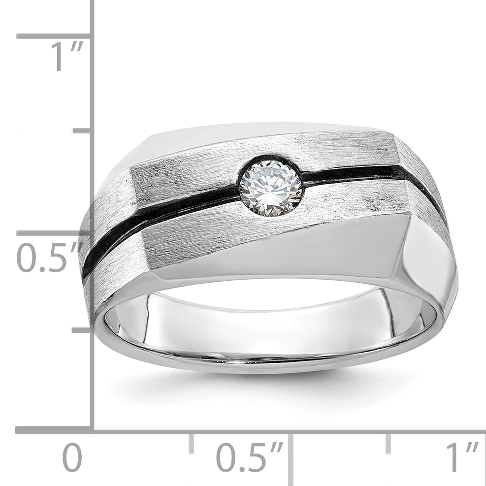 14k White Gold Mens Polished and Satin Diamond Ring Mounting, Mounting Only - Sophia Jewelers